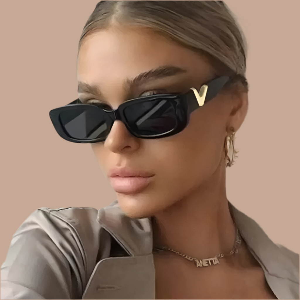 Retro Rectangle Sunglasses Women Brand Designer Vintage Small Frame Luxury V Sun Glasses Ladies Classic Black Square