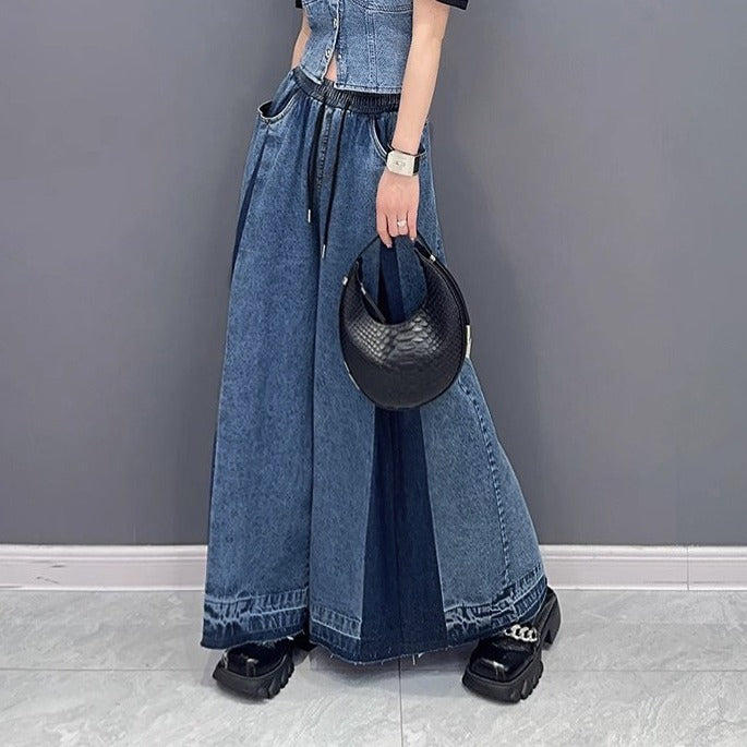 Washed Denim Wide-Leg Jeans – High Waist, Loose Fit