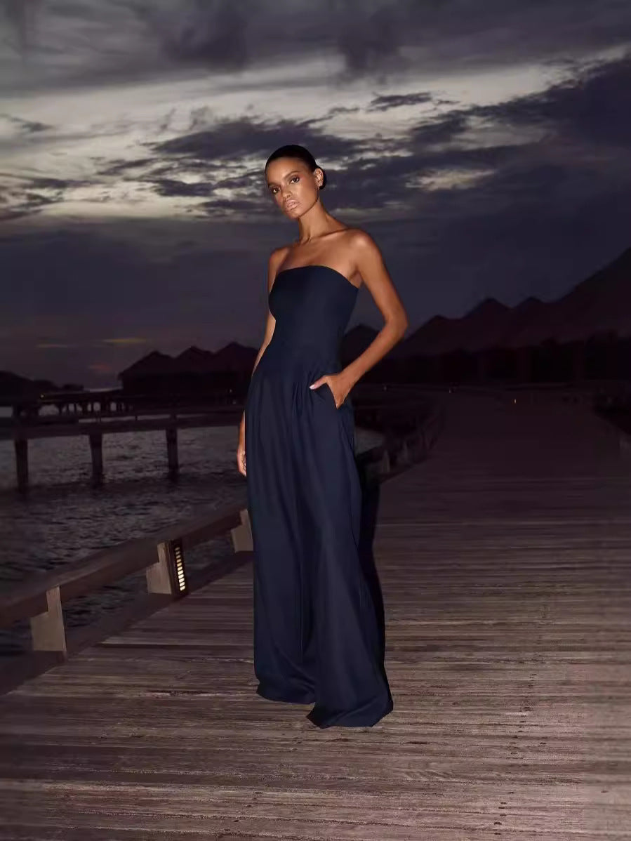 Women's Wear Slim-fit Wrapping Towel-style Long Jumpsuit