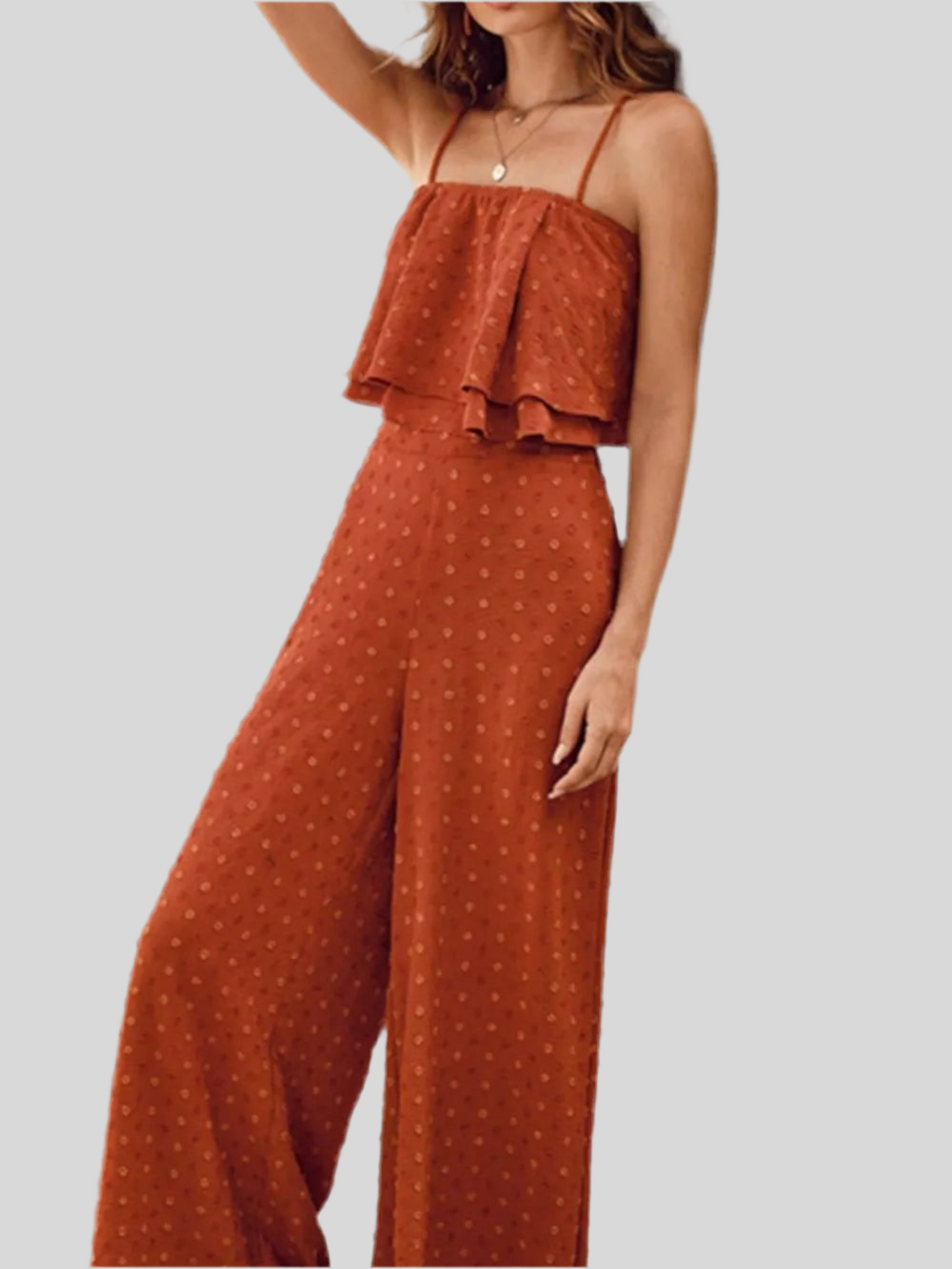 Swiss Dot Layered Cami and Pants Set