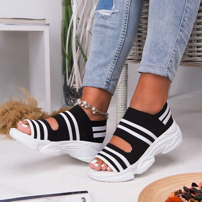 Summer flat shoes - elastic thick sole