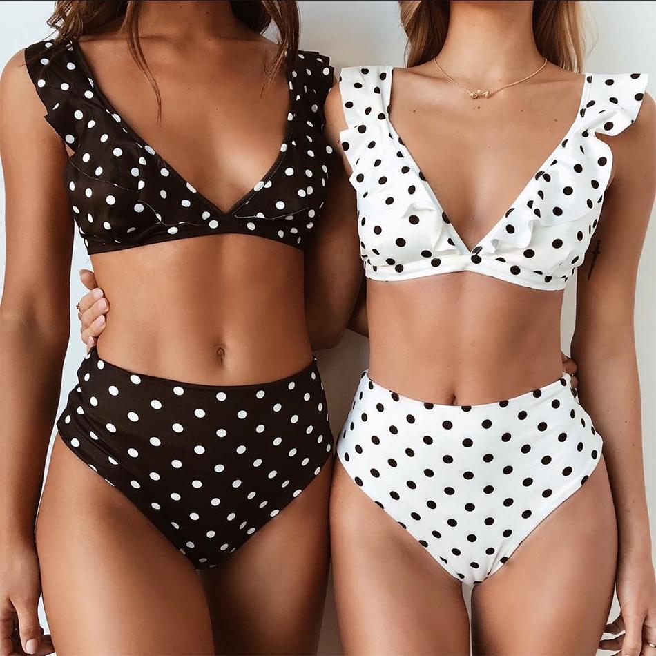 High-Waist Polka Dot Bikini – Chic Summer Beachwear