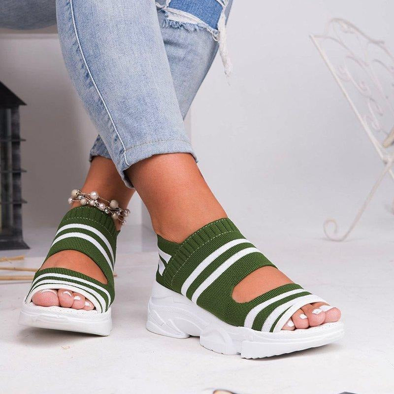 Summer flat shoes - elastic thick sole