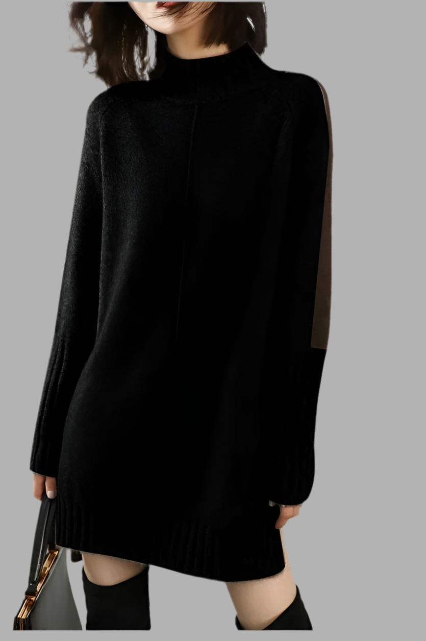 Turtleneck Knitted Sweater Women Pullovers Dress Autumn Winter Warm Thick Jumpers Wool Knit Crochet Y2k Split Jumper Cardigan