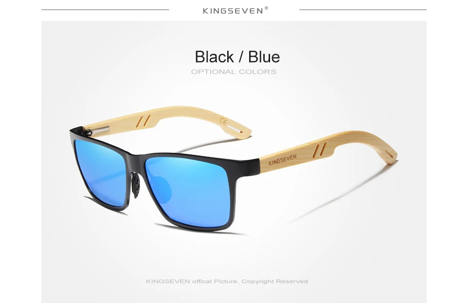 KINGSEVEN Brand Original Design Aluminum+Bamboo Natural Wooden Handmade Sunglasses Men Polarized Eyewear Sun Glasses For Women - Mammalook
