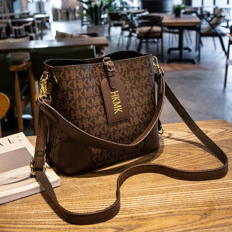 MKJ Portable Bucket Bag for Women's 2025 New Fashion Versatile Shoulder Bag With Premium Leather Oblique Straddle Bag