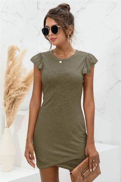 Women's dress with ruffled short sleeves - Mammalook