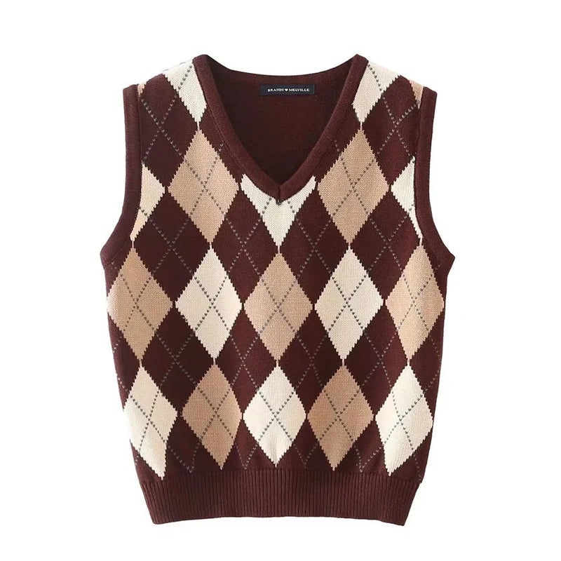 V-Neck Sweater Vest Sleeveless Oversized