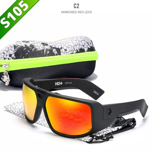 TOURING Polarized Sunglasses Men UV400 Sport Driving Goggles Mirrored Shield Brand New Shades With Free Case - Mammalook