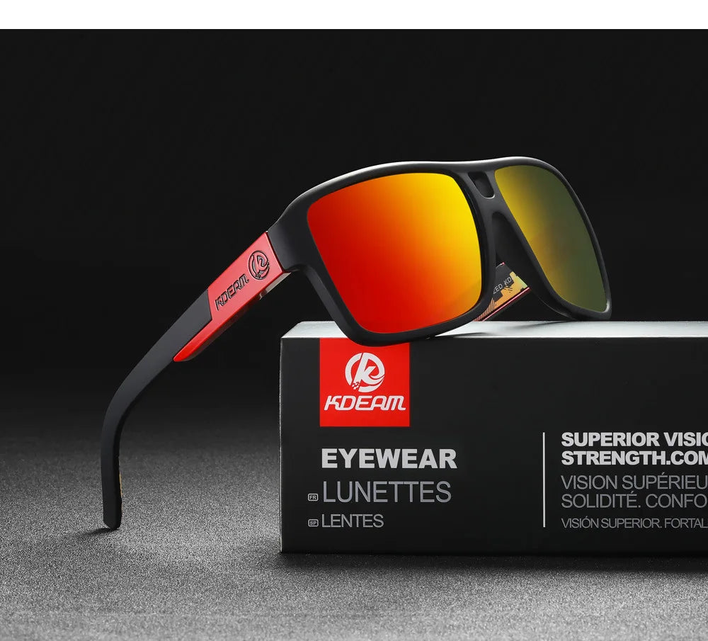 KDEAM 2024 Men's Polarized Sunglasses JAM Style Large Square Frame Glasses Colorful Running Mountaineering Fishing Women Goggles - Mammalook