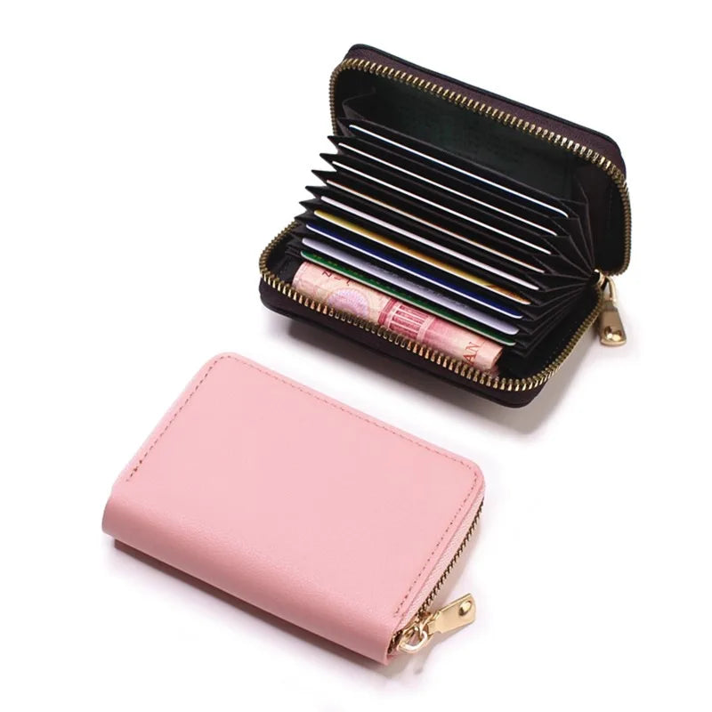 Business Card Holder Wallet Women/men Gray Bank/ID/Credit Card Holder 20 Bits Card Wallet PU Leather Protects Case Coin Purse - Mammalook