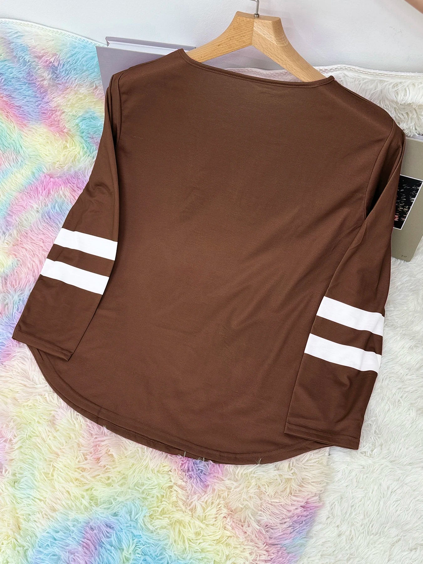 Plus Size Heart Eyelet Long Sleeve Top – Casual Autumn/Winter Tee