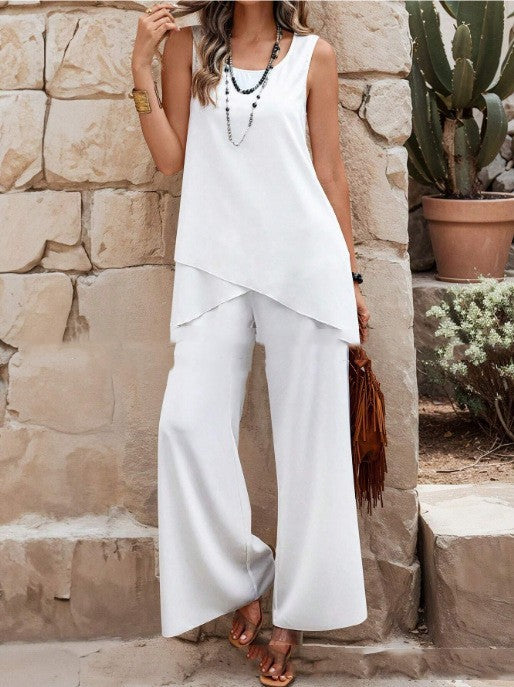 Sleeveless Double-layer Vest Pants Suit