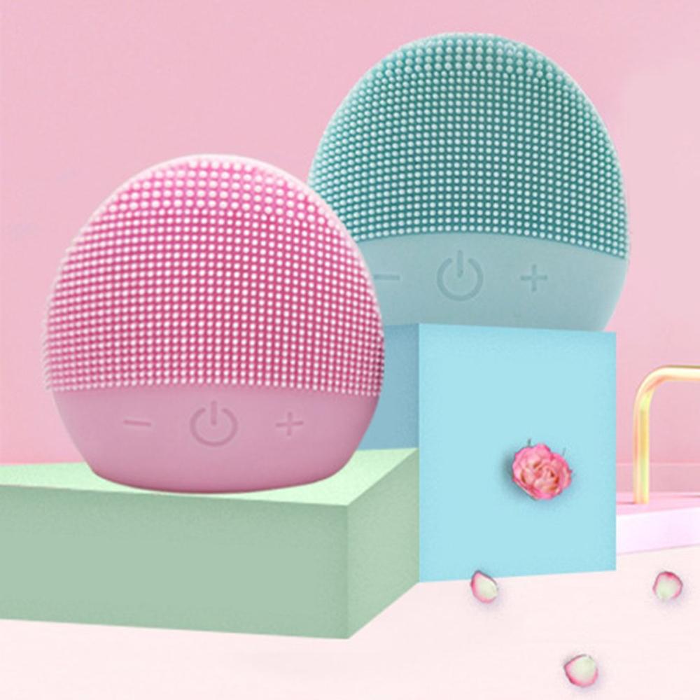 USB Facial Cleansing Brush Sonic Vibration Mini Face Cleaner Silicone Deep Pore Cleaning Electric Waterproof Massage - Mammalook