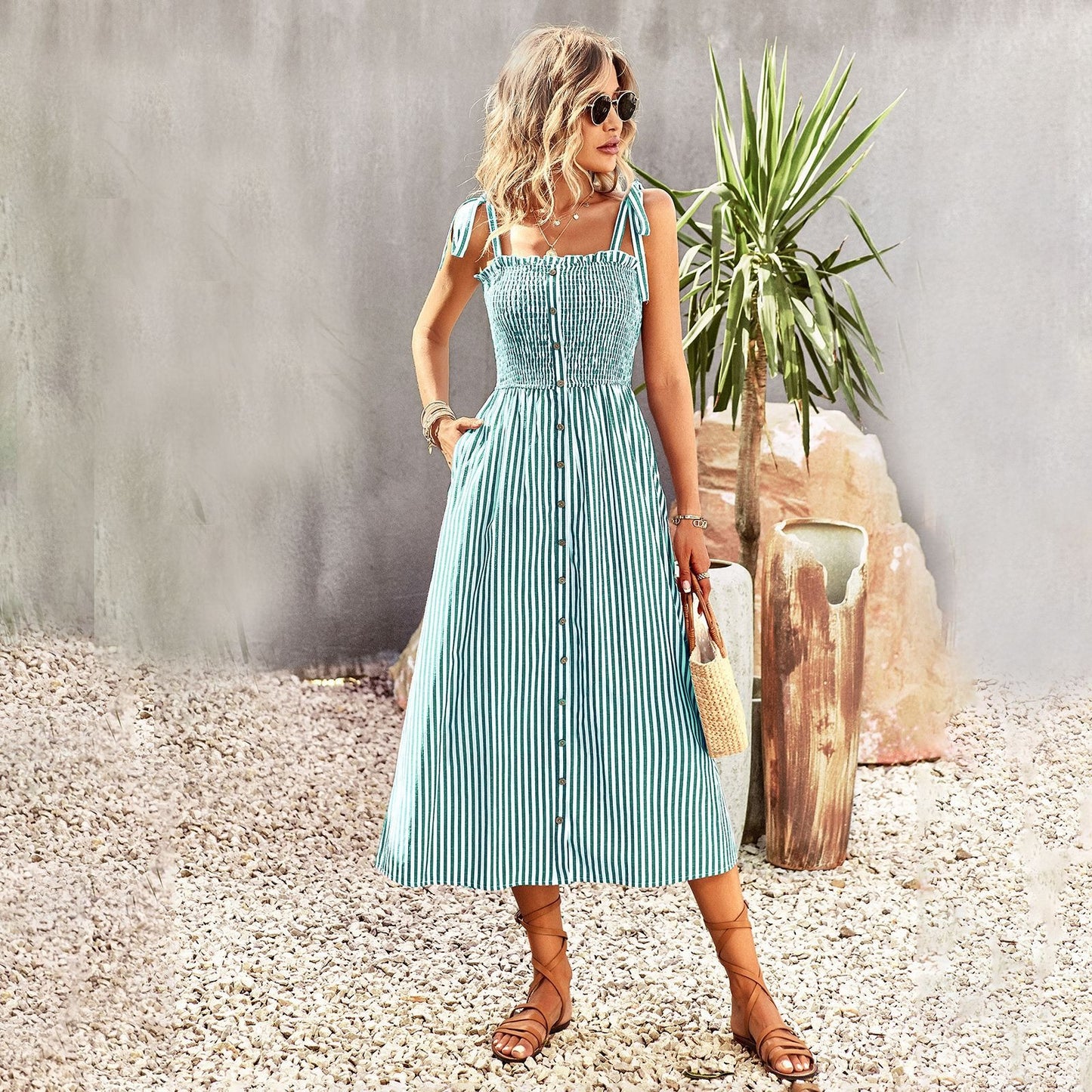 Women's Striped Slip Dress – Elegant Spring & Summer