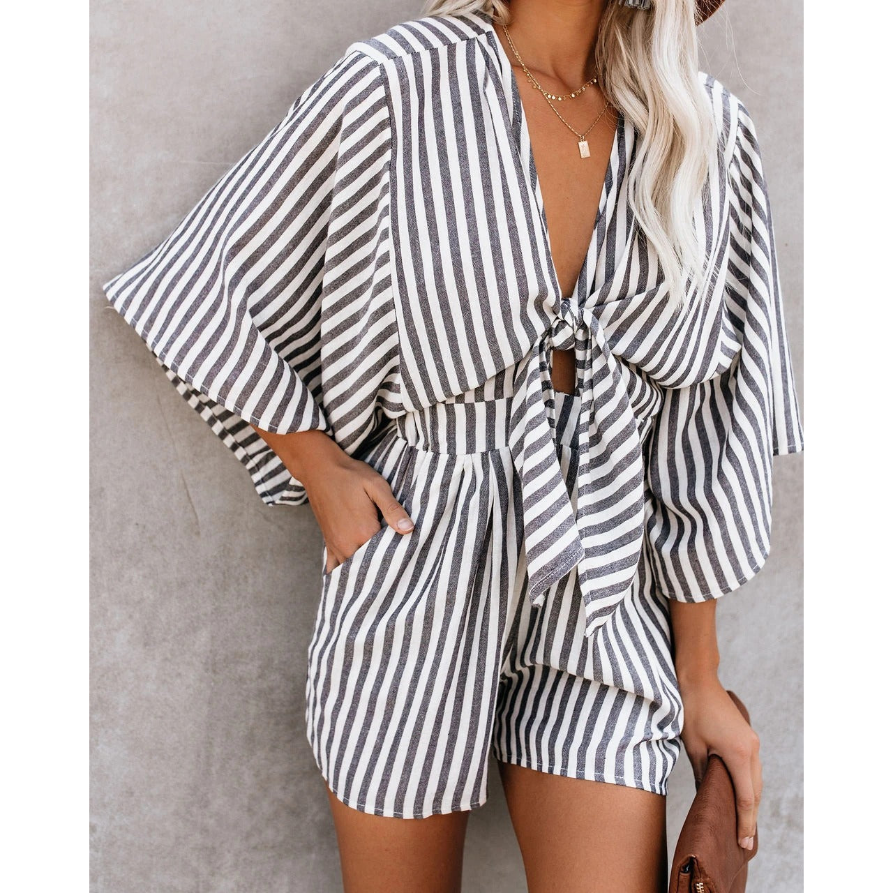 V-Neck Lace Loose Jumpsuit