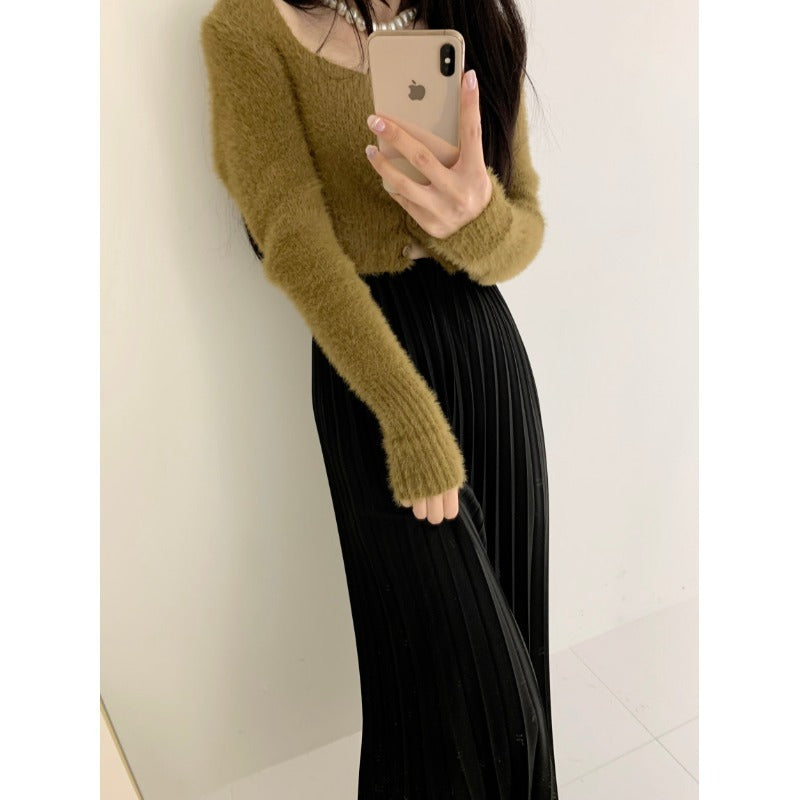 High Waist Ruched Pants - Casual Pleated Trousers