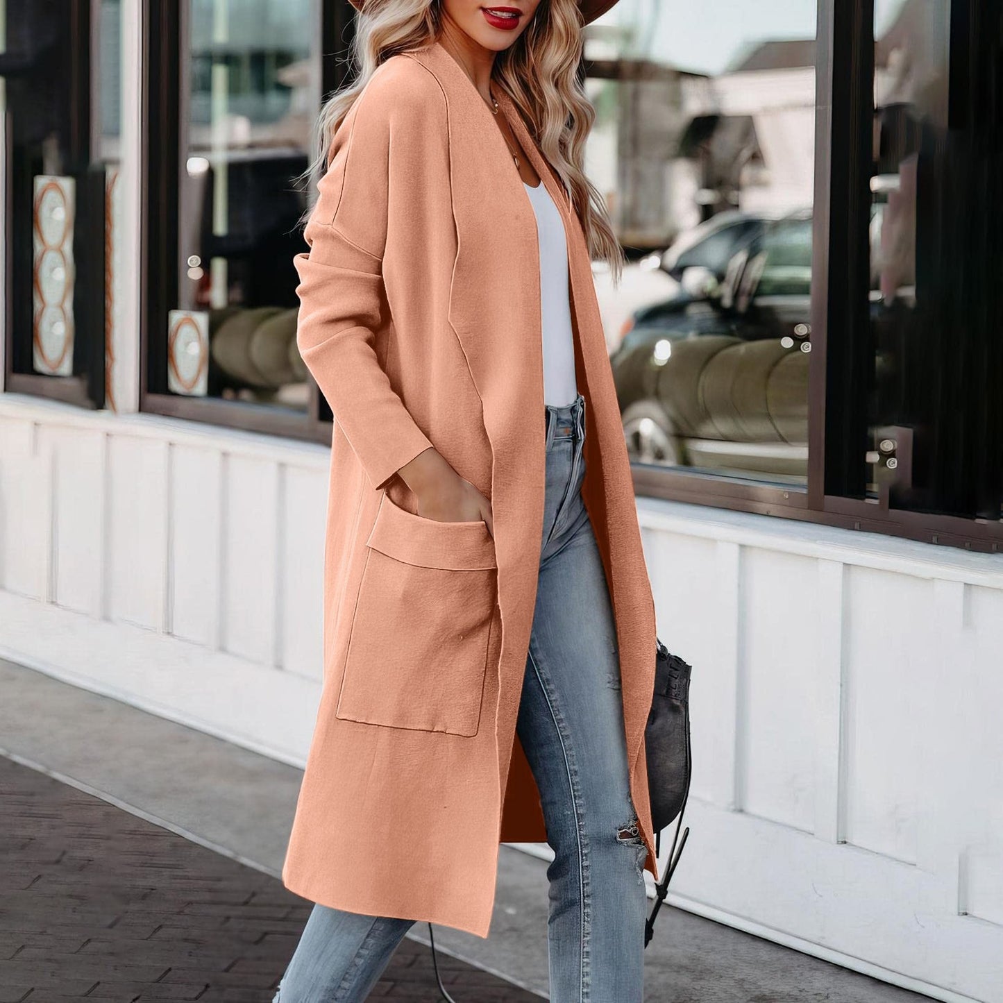 Leisure long solid color warm coat jacket for women - Mammalook