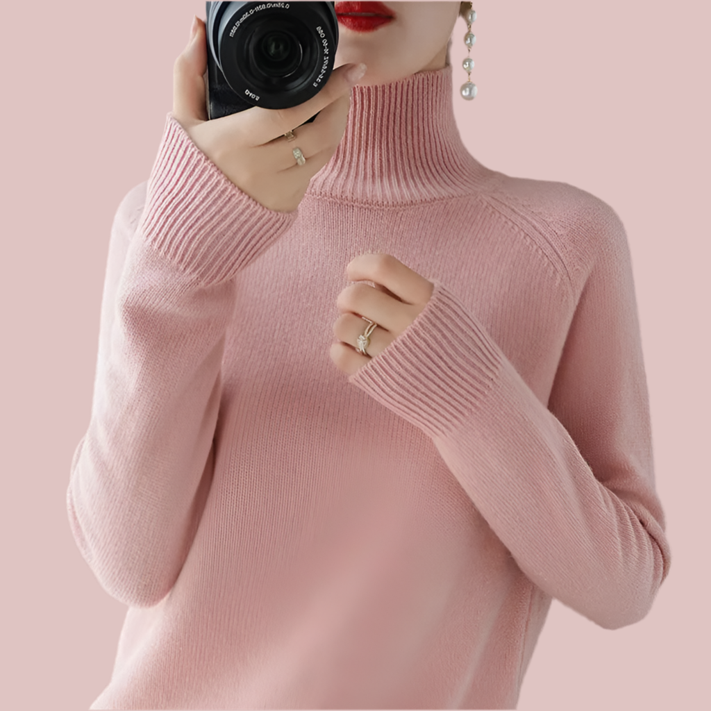 Turtleneck Pullover - Fall/Winter Cashmere Sweater for Women, Pure Colour Casual Long-Sleeved Loose Fit, Perfect as a Bottoming Layer