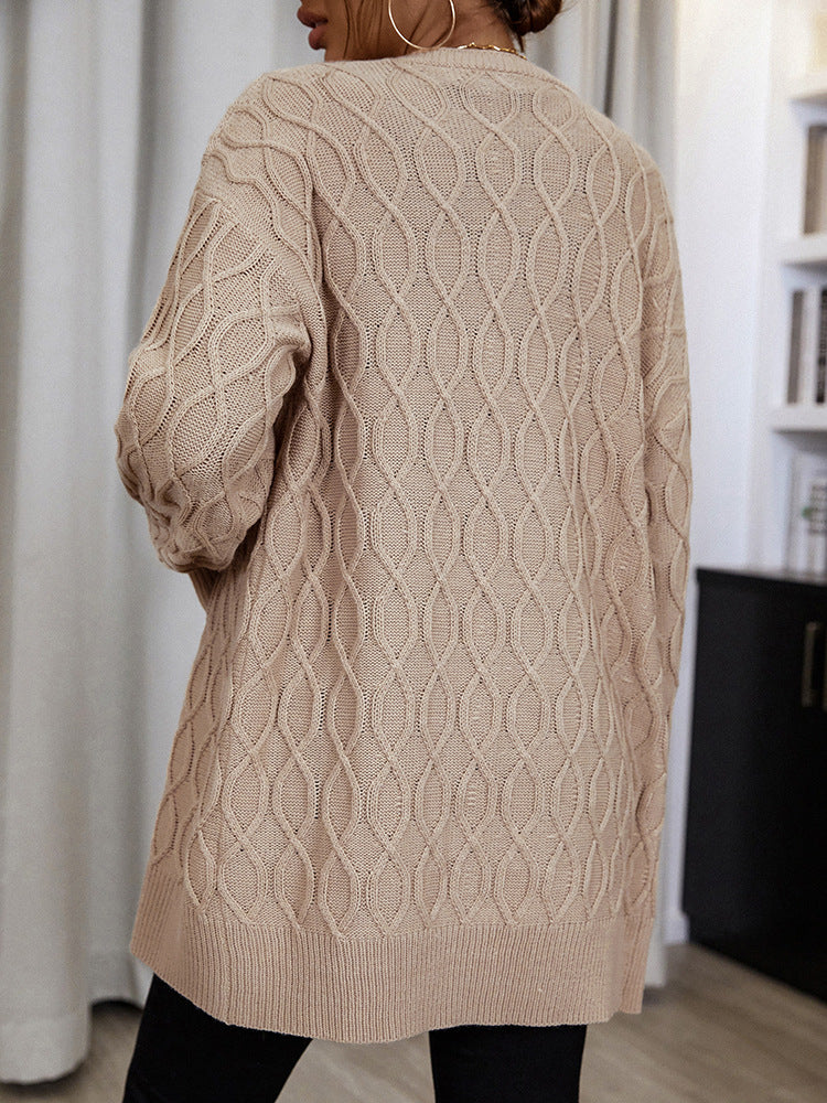 Solid Color Loose Cardigan Sweater for Women - Mammalook