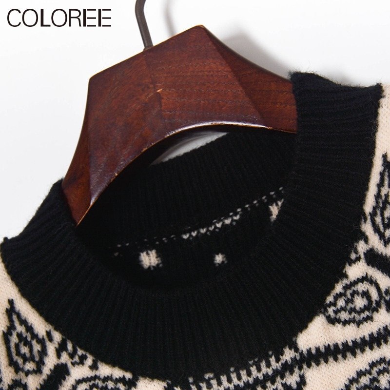 Vintage Jacquard Beading Sweaters for Women Fashion 2022 Autumn Winter Clothes Runway Designer Pull Femme Suéter De Navidad - Mammalook