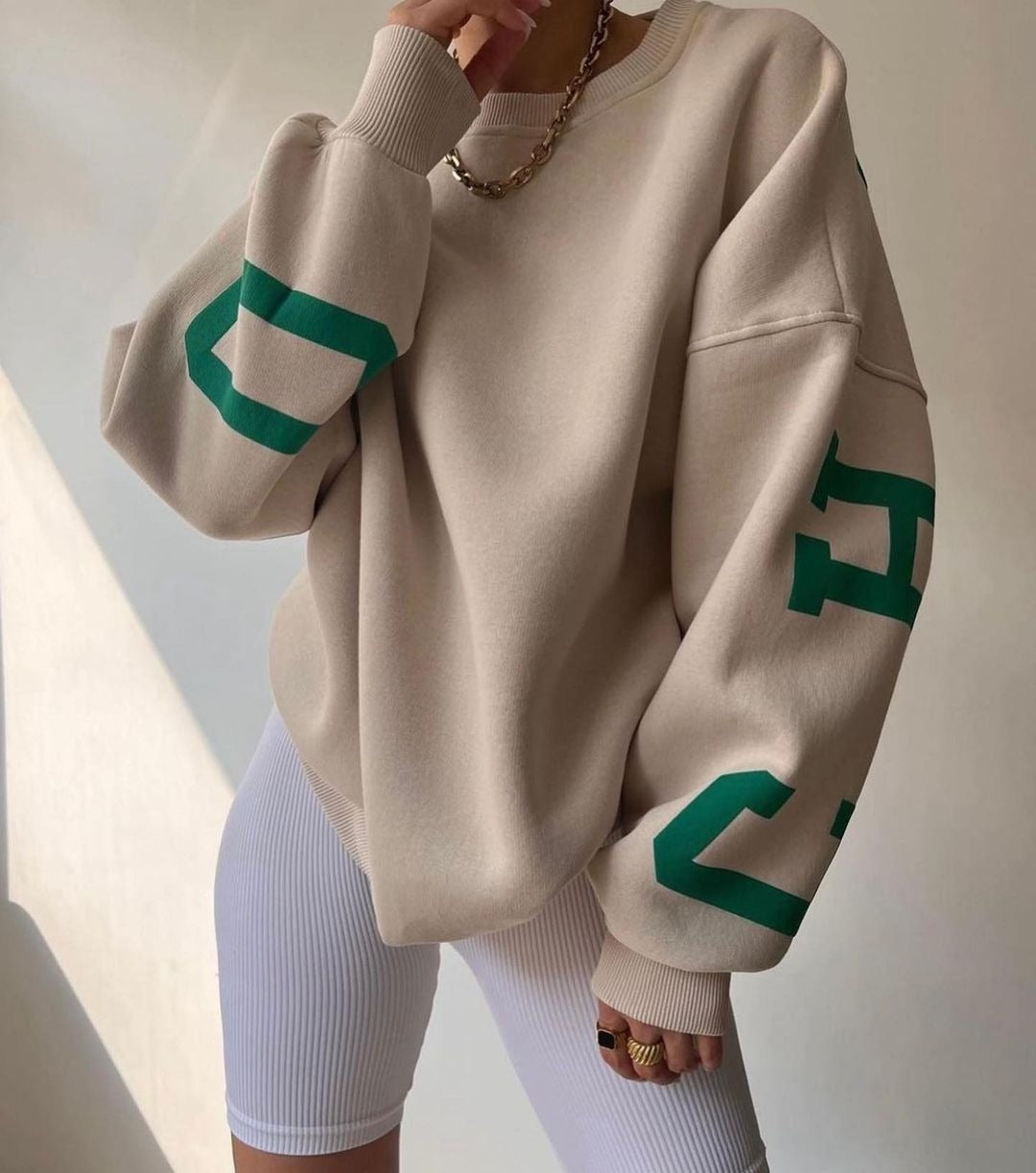 Casual Letters Print Sweatshirt Women Fashion Fleece Long Sleeve Loose Hoodies Y2k Streetwear Autumn Winter Lady Pullovers - Mammalook