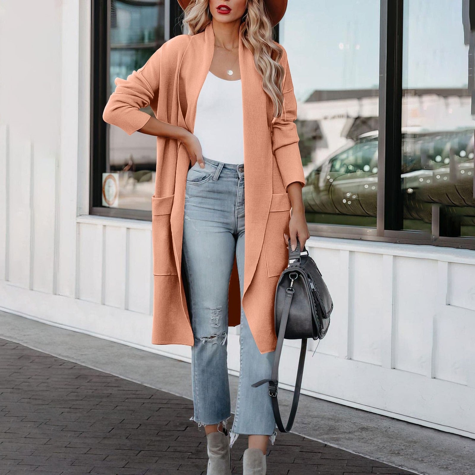 Leisure long solid color warm coat jacket for women - Mammalook