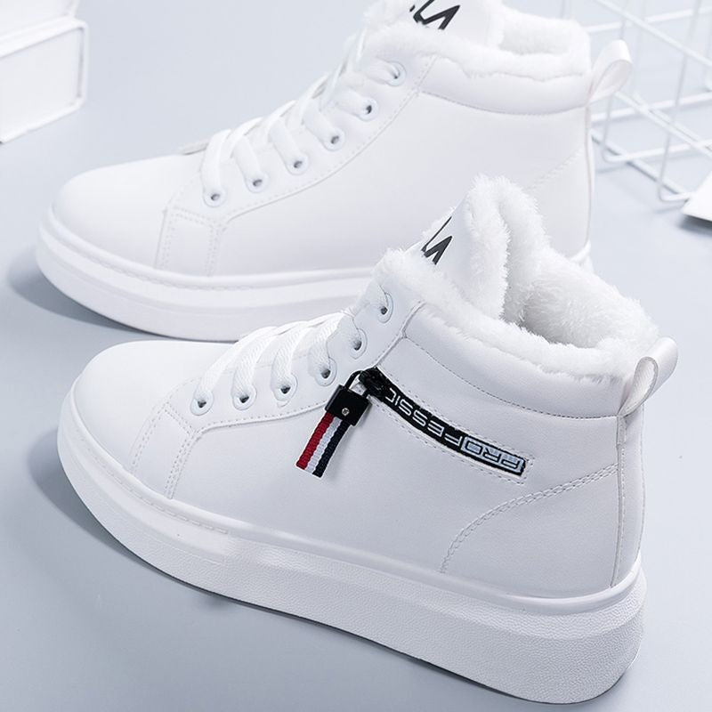Shoes Women's Winter New Korean Versatile Plush Little White Shoes Women's Cotton Shoes High Top Thick Sole Snow Boots Short Sleeve - Mammalook