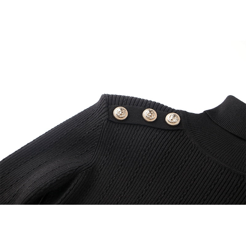 Harley Fashion Women Winter Wool Blend Black Turtleneck Pullover Sweater Top Quality Casual Knit Fabric - Mammalook