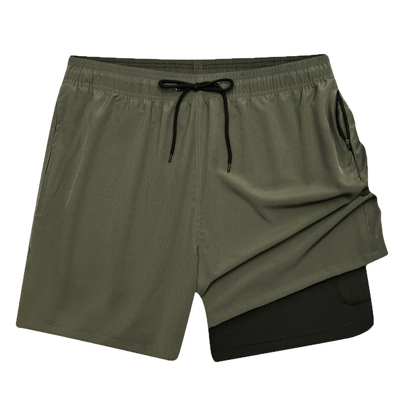 Mens Beach Pants, Zipper Pockets, 2 In 1 Swimming Pants, Mens Anti Embarrassment, Quick Drying, and Anti Splashing Solid Color Shorts - Mammalook