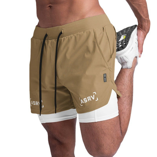 Sports Shorts, Mens American Trendy Brand Anti Glare Double Layer Quick Drying Basketball Pants, Outdoor Running Fitness Capris - Mammalook