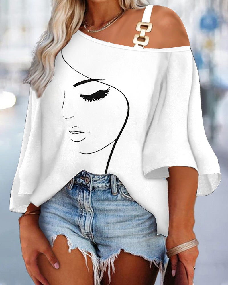 Loose Casual Top - Women's Printed T-Shirt