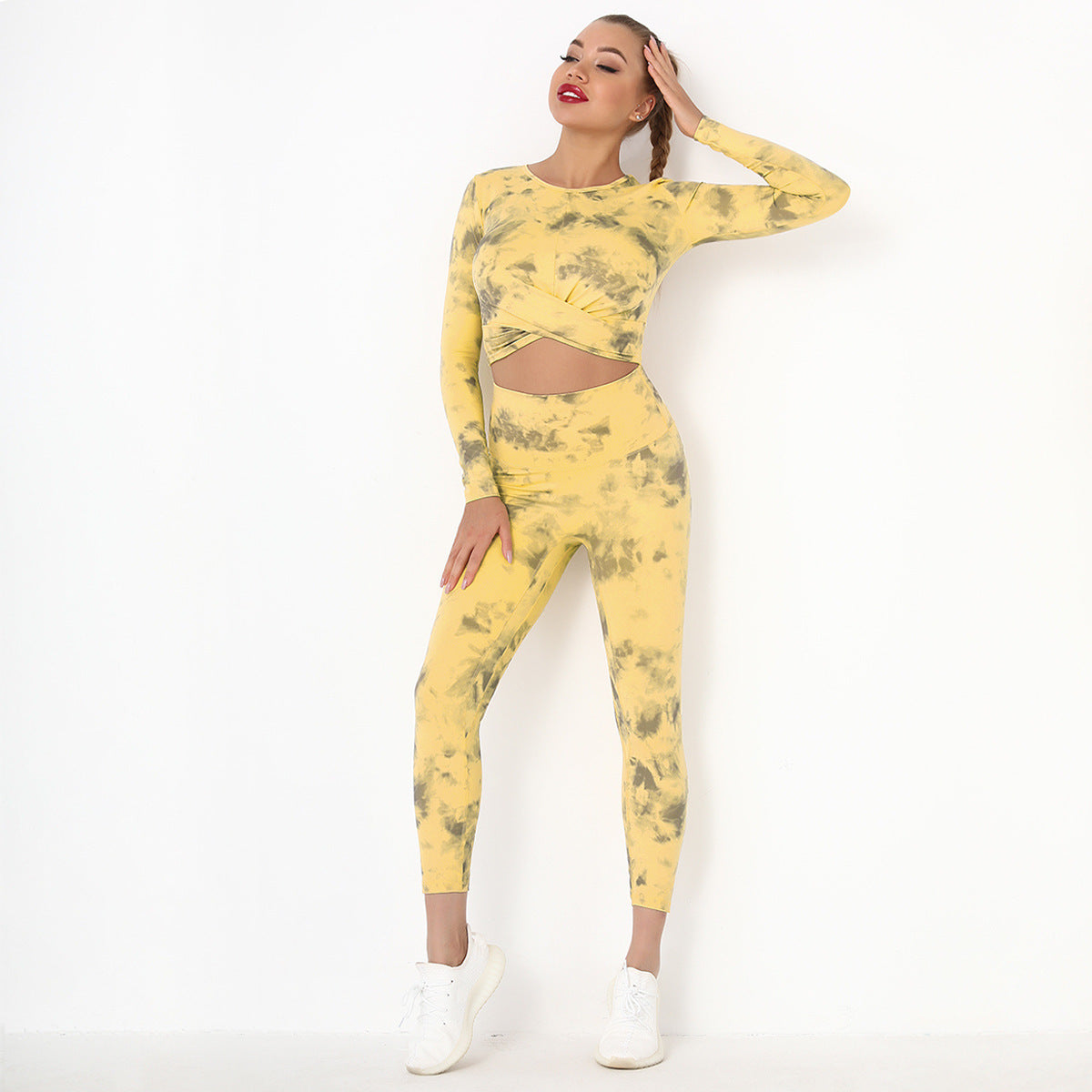 Tie Dye Yoga Clothes- Long Sleeve and Fitness Sports Trousers