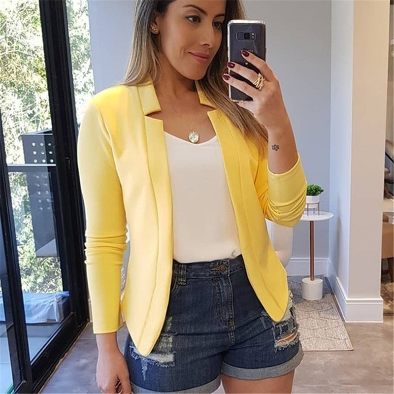 Hot selling solid color casual professional small suit jacket top for women's clothing - Mammalook