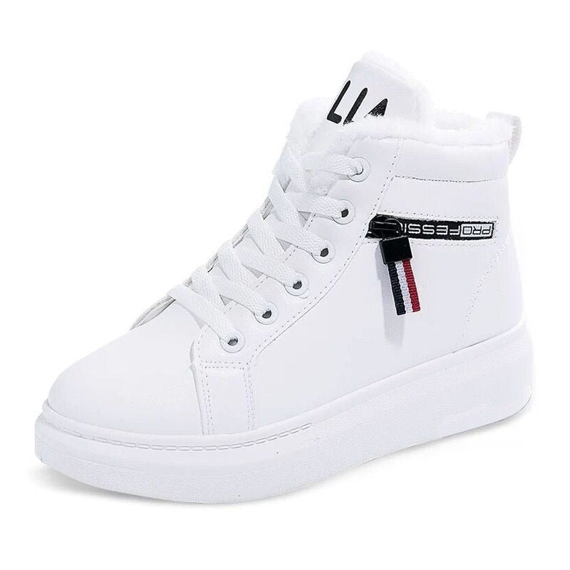 Shoes Women's Winter New Korean Versatile Plush Little White Shoes Women's Cotton Shoes High Top Thick Sole Snow Boots Short Sleeve - Mammalook