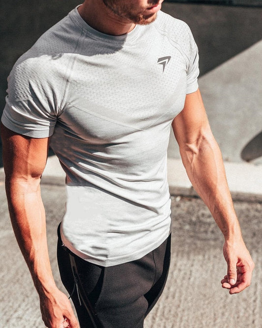 Fitness Brother Mens Running Sports Slim Fit Short Sleeve Quick Drying Clothes Milk Silk Quick Drying Training T shirt - Mammalook