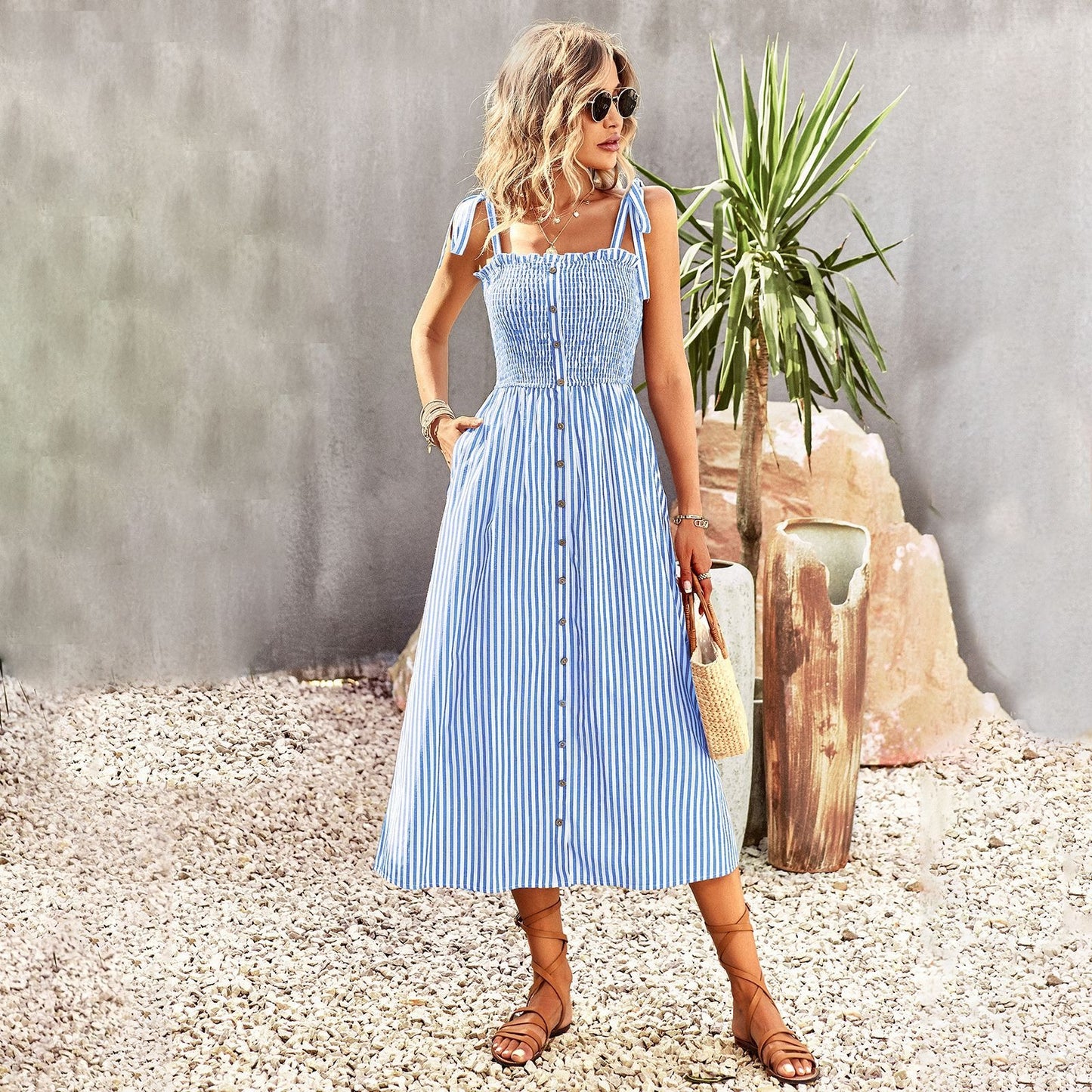 Women's Striped Slip Dress – Elegant Spring & Summer