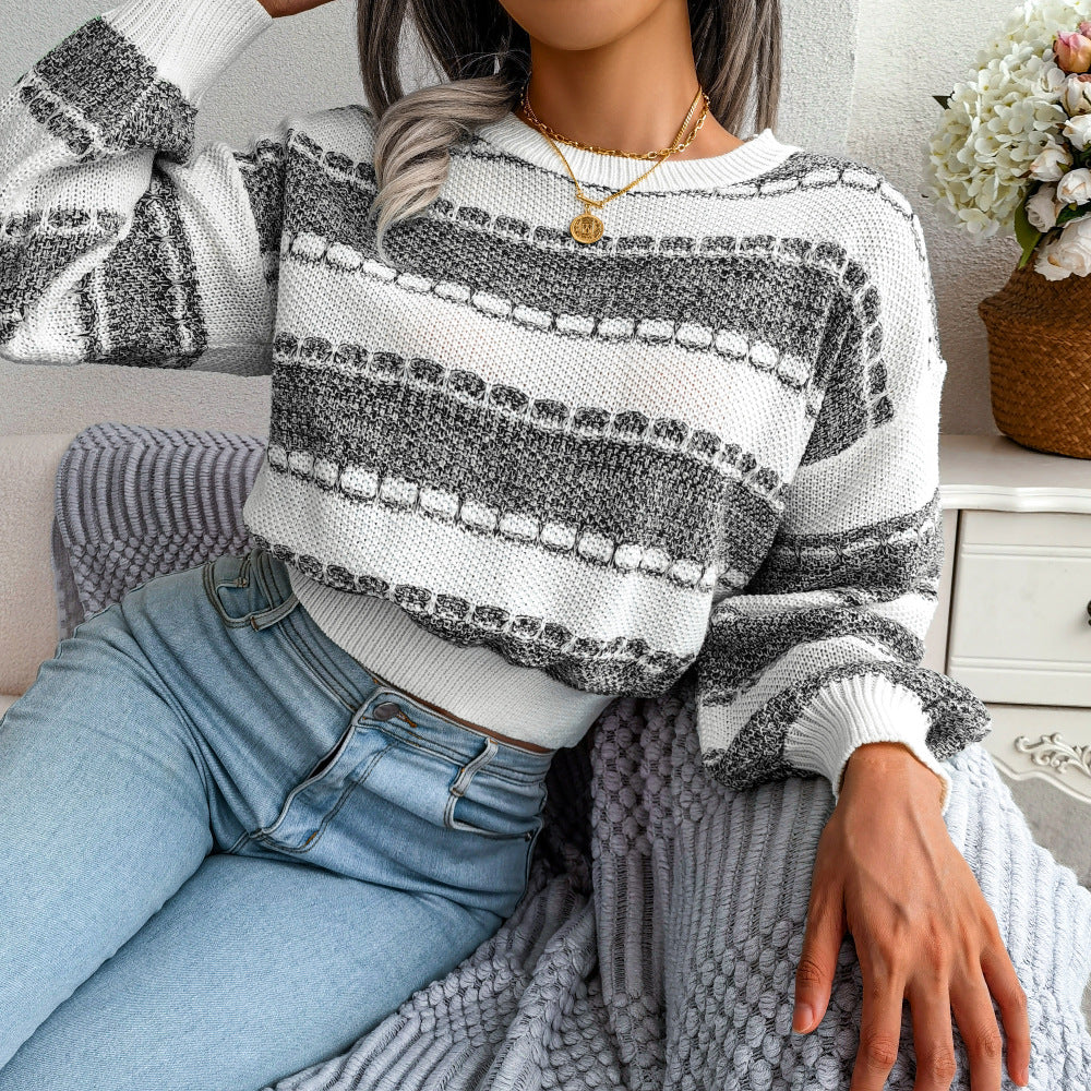 Ins Style Autumn And Winter Fashion Collision Color Long Sleeve Knitted Sweater - Mammalook