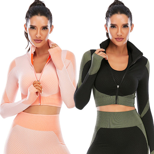 Two Piece Seamless Yoga Clothing Suit Women's Yoga Clothing Knitted Hip Lifting Stretch Running Sports Fitness Clothing - Mammalook