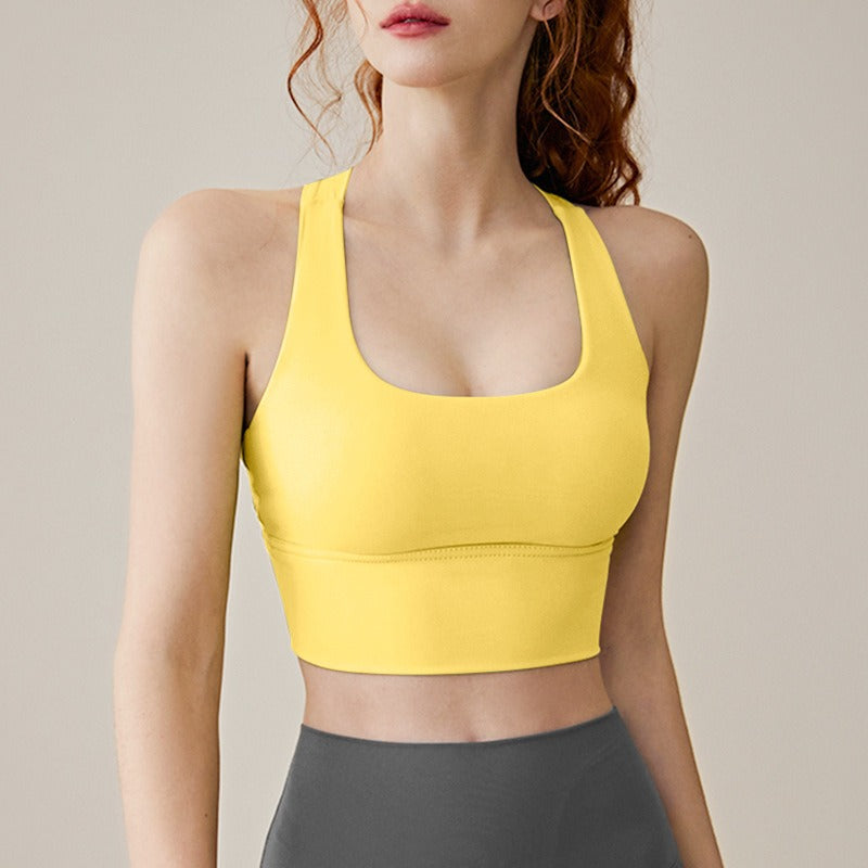 Sports Bra Womens Summer Shockproof Outwear Running Nude Yoga Tank Top, Beautiful Back Gathering, High Strength Fitness Bra - Mammalook