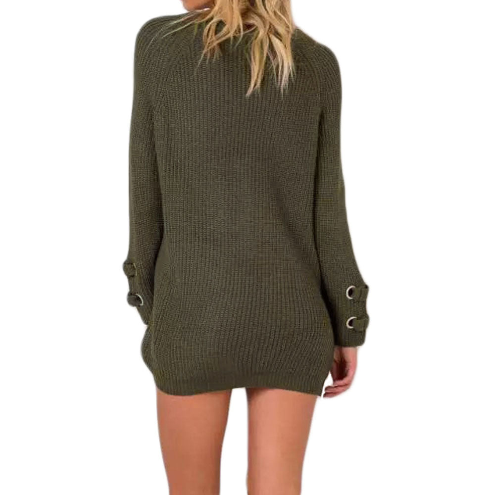 Conmoto Solid White Casual Sweater Lace Up Women Sweater Long Sleeve Autumn Winter Sweater Street Fashion - Mammalook