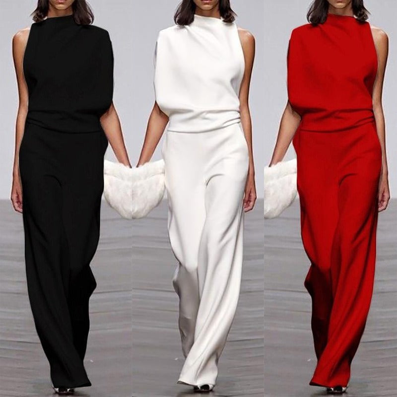 Single shoulder sleeve casual commuting jumpsuit - Mammalook