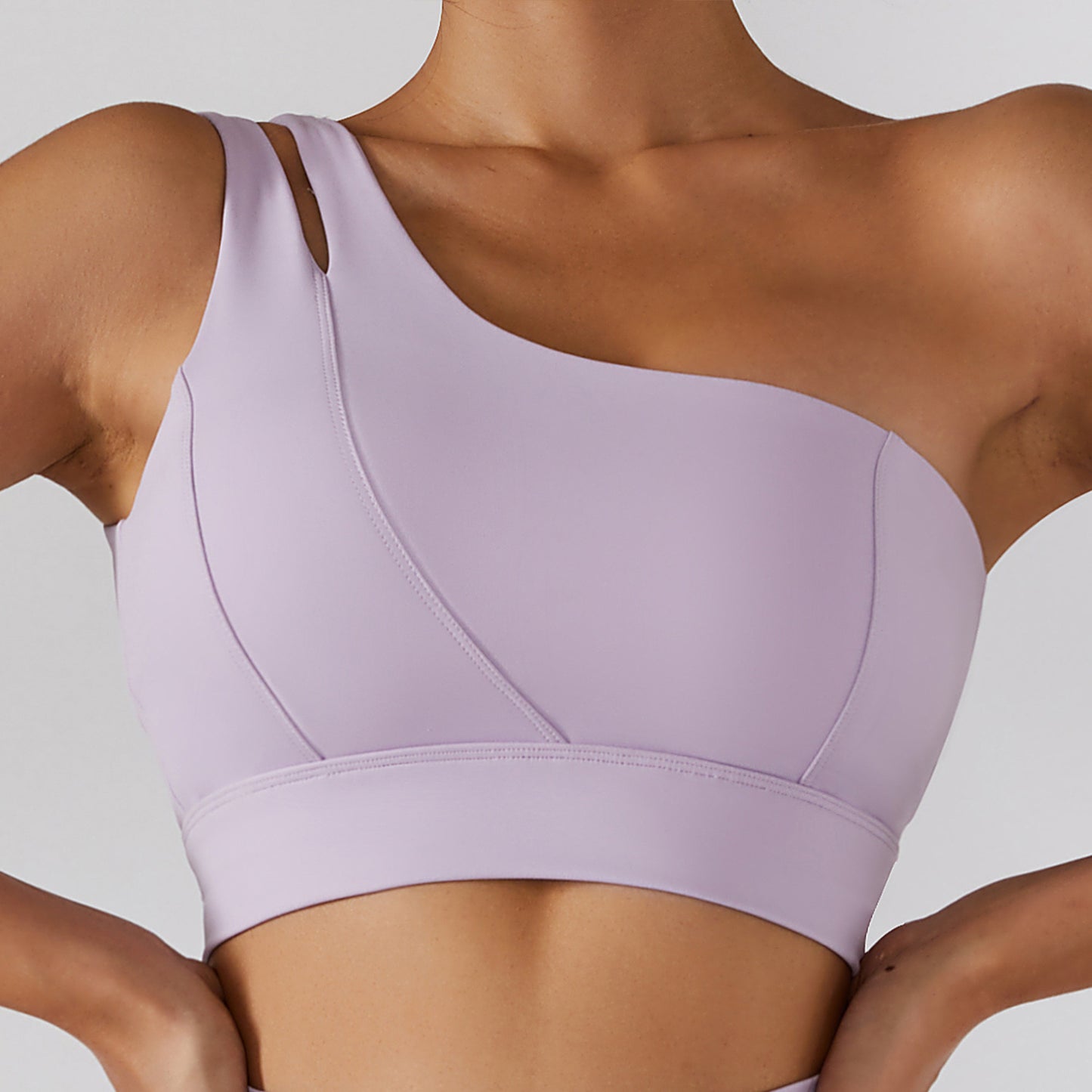 One Piece Rib One Shoulder Yoga Back Bra Elastic Shock Proof Sports Bra Women's Running Fitness Vest - Mammalook