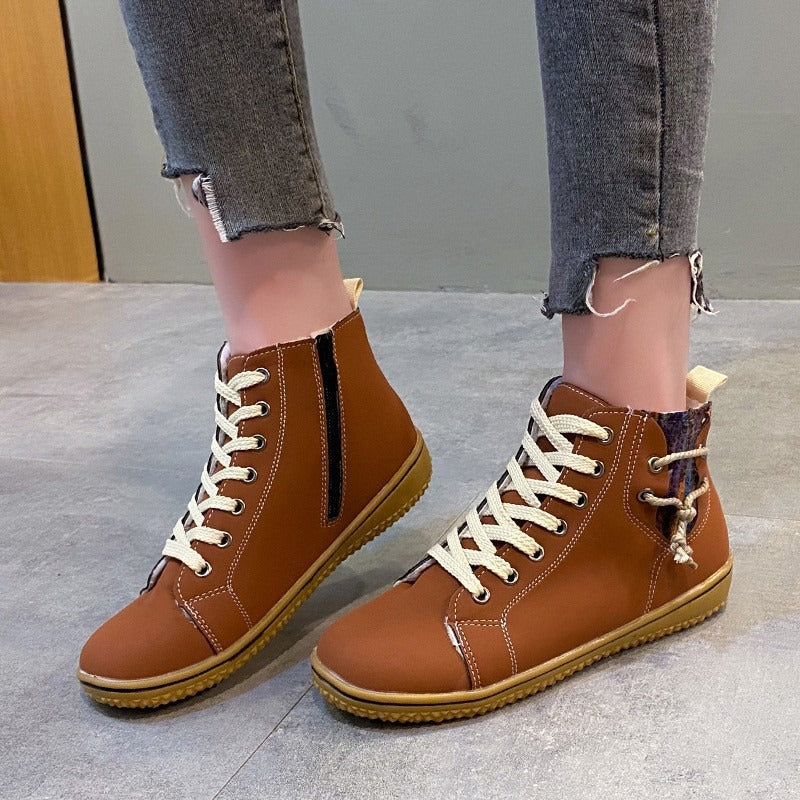 New women's Uggs flat Doc Martens with zipper and cotton ankle boots women's cotton shoes - Mammalook