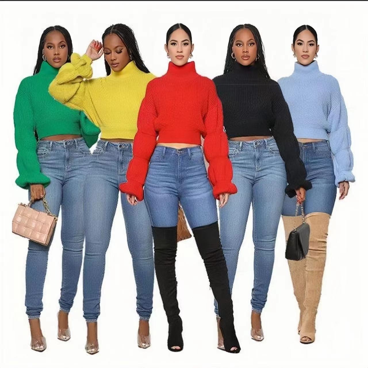 Slim Crop Top Female Elegant Short Pullover Sweaters - Mammalook