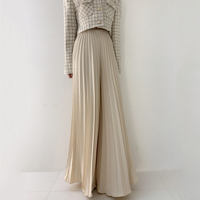 High Waist Ruched Pants - Casual Pleated Trousers