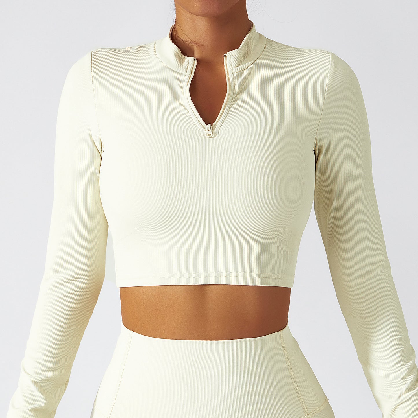 Stand Collar Zipper Long-Sleeved Yoga Clothes Female Quick Dry Exercise Running Fitness Tops Thin Slim High-Intensity Sportswear - Mammalook
