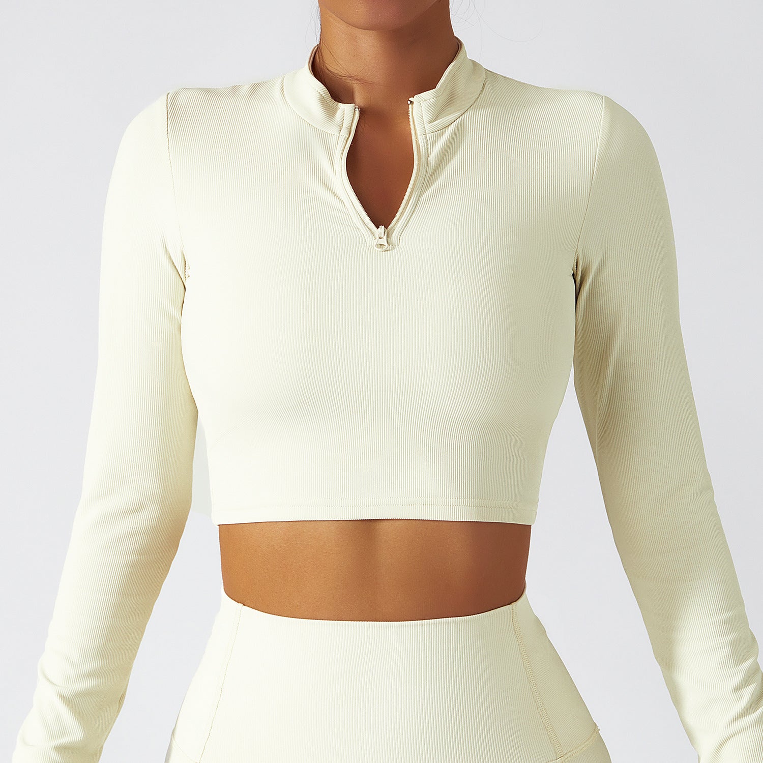 Stand Collar Zipper Long-Sleeved Yoga Clothes Female Quick Dry Exercise Running Fitness Tops Thin Slim High-Intensity Sportswear - Mammalook