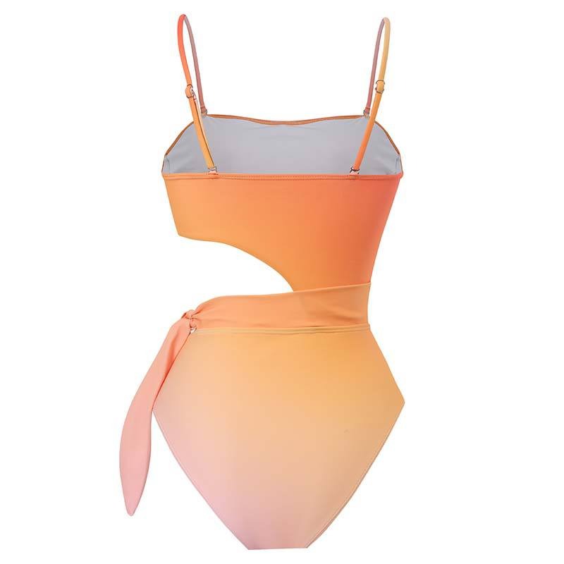 Gradient Print Fashion Swimsuit Set Cover Up Biquini Naranja Swimwear With Skirt Patchwork Women's Bandage Summer Beach - Mammalook