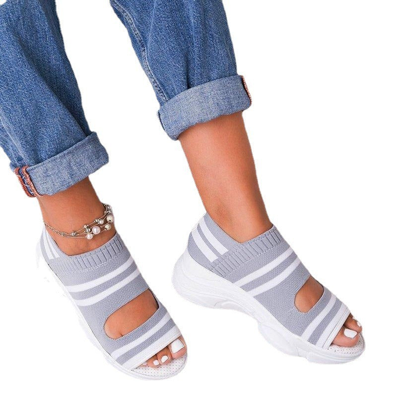Summer flat shoes - elastic thick sole